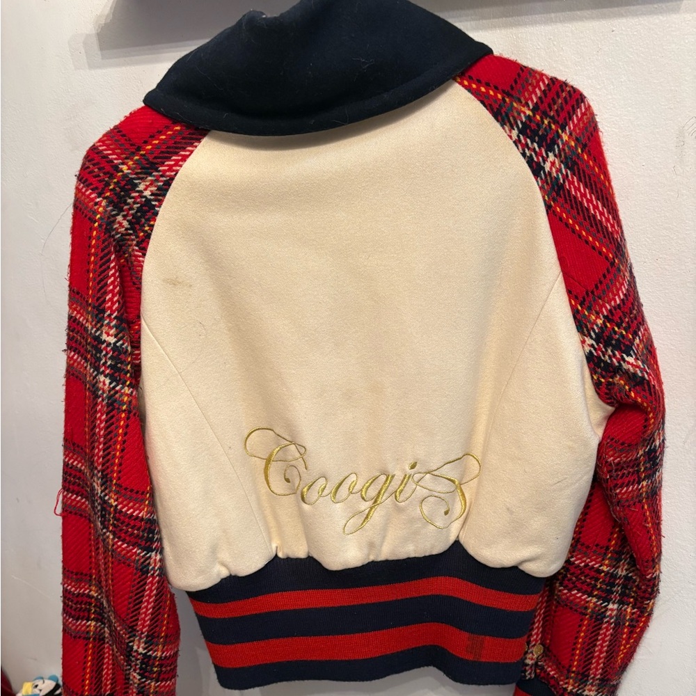 COOGI Red and Cream Plaid Jacket with Embroidery